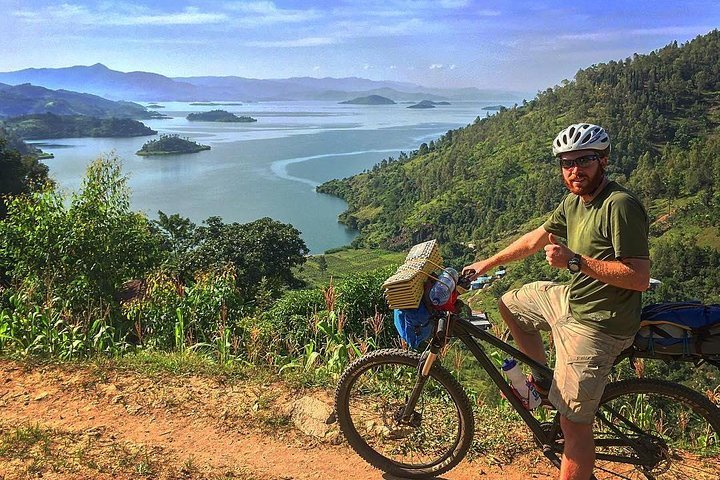 Hiking and MTB in Rwanda Twin lakes trail Burera and Ruhondo with Volcanoes view
